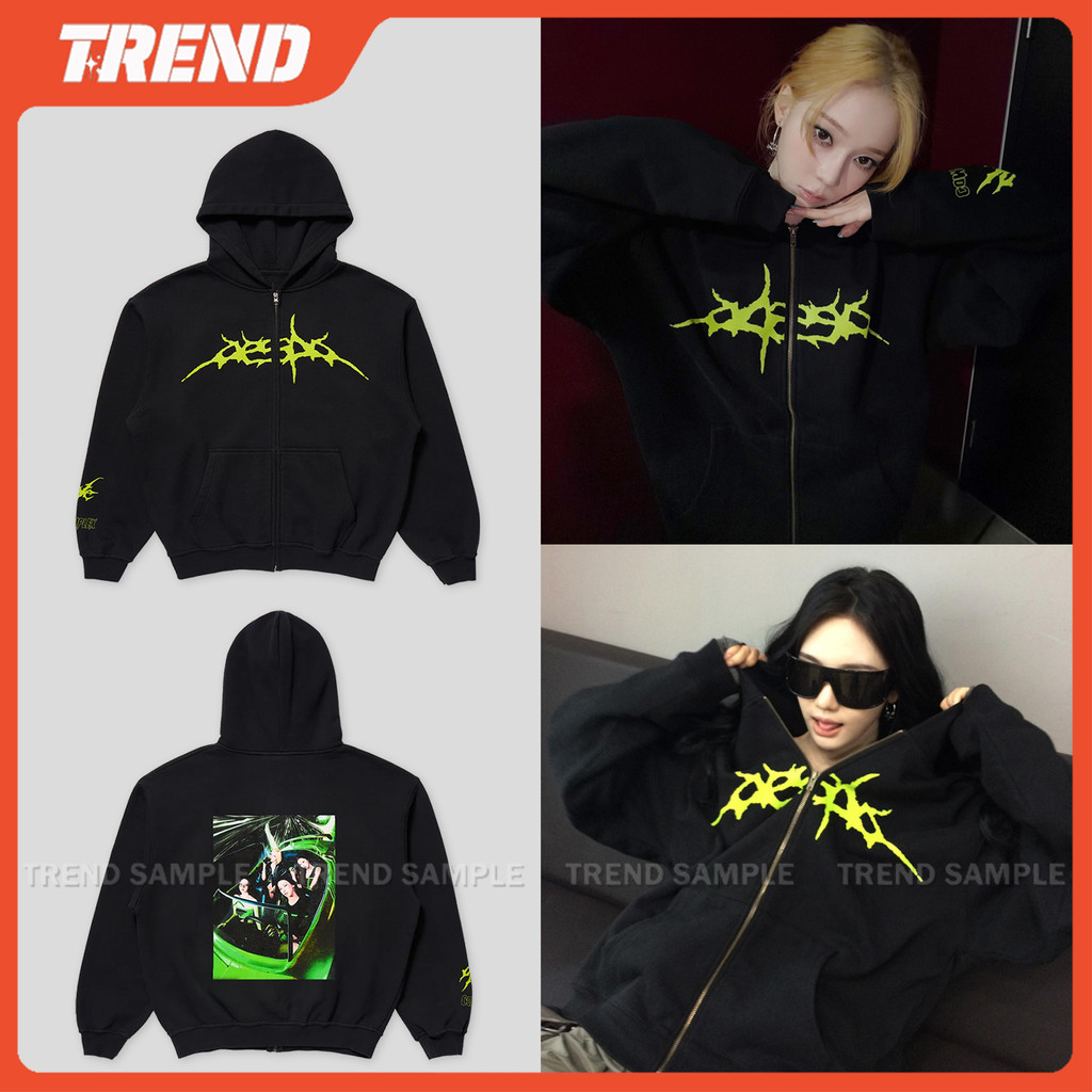 2026 AESPA LEMONADE POP-up Merch Zip Hoodie Vintage Plus Size Unissex Solto Impresso Moletom Moda Casual Jaqueta Top
