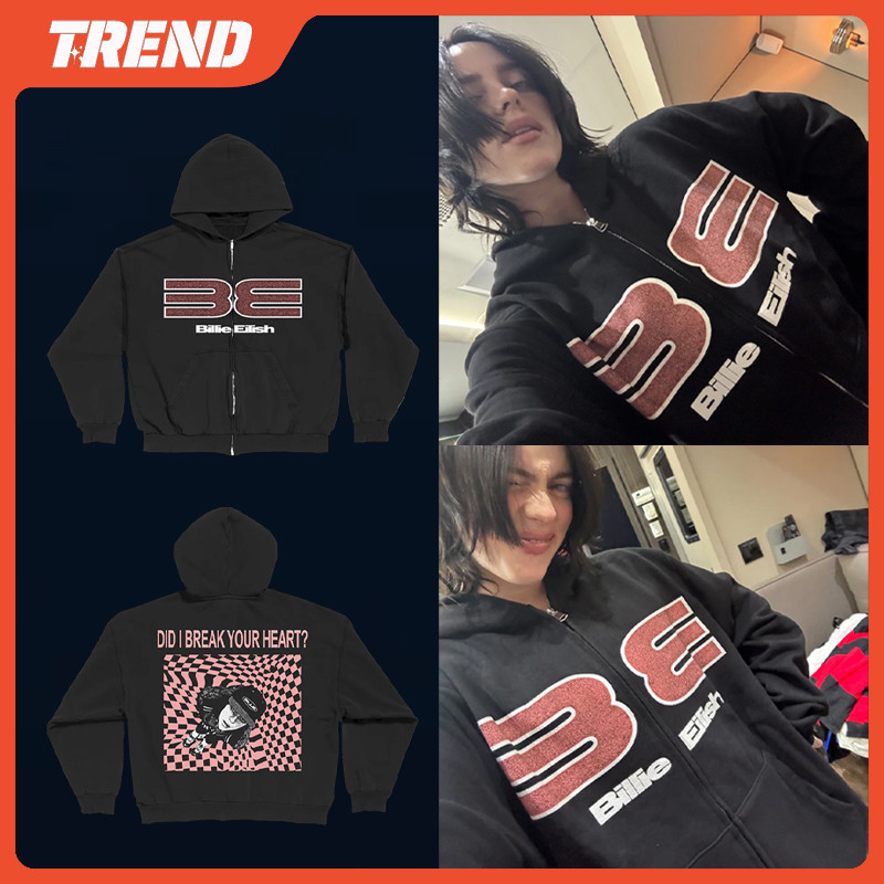 BILLIE EILISH HIT ME MERCH Duro E Macio Algodão Zip-up Moletom Vintage Masculino Feminino Moda Solta BE Impresso Plus