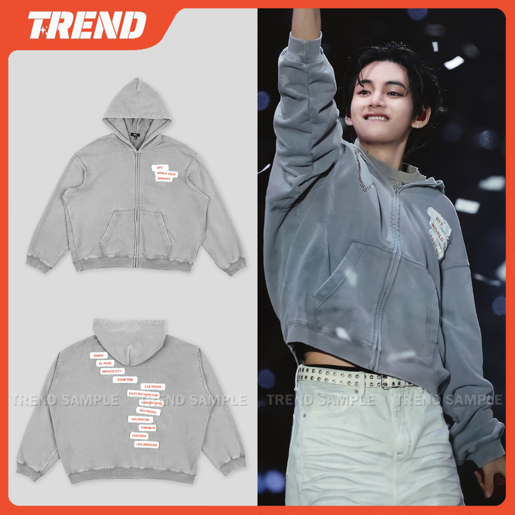 KPOP BANGTAN ARIRANG TOUR Merch Bordado Zip-up Hoodie Jaqueta Vintage Unissex Plus Size Solto SUGA JUNGKOOK JIMIN V Mole