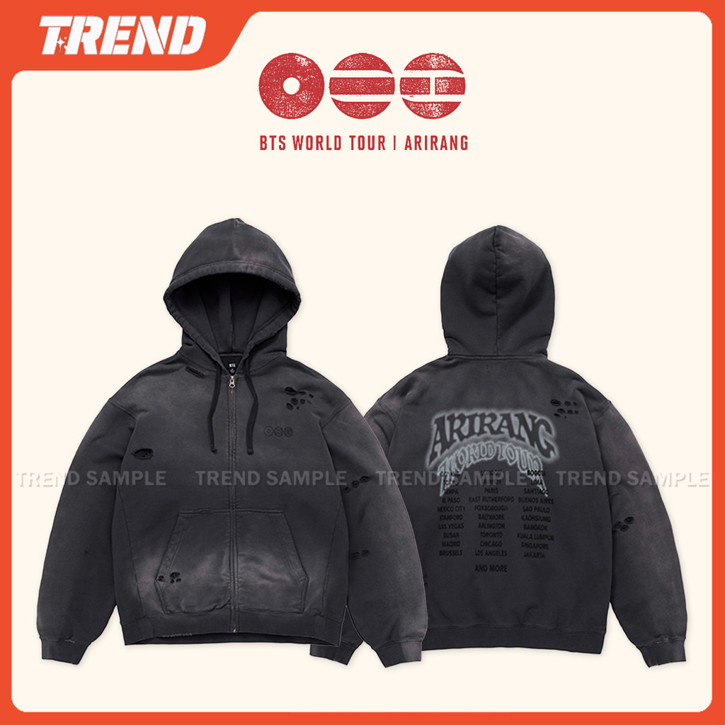 Rirang TOUR 2026 Merch Lavado Zip-up Hoodie Jaqueta Vintage Unissex Plus Size Solto DTG Estampa Moletom Casual Top