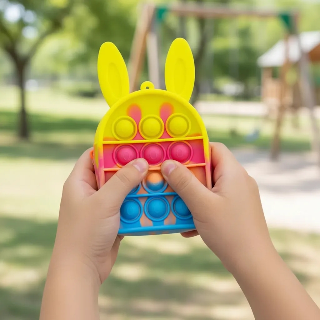 Porta Níquel Moedas Silicone Antiestresse Pop It Fidget Toy Coelho