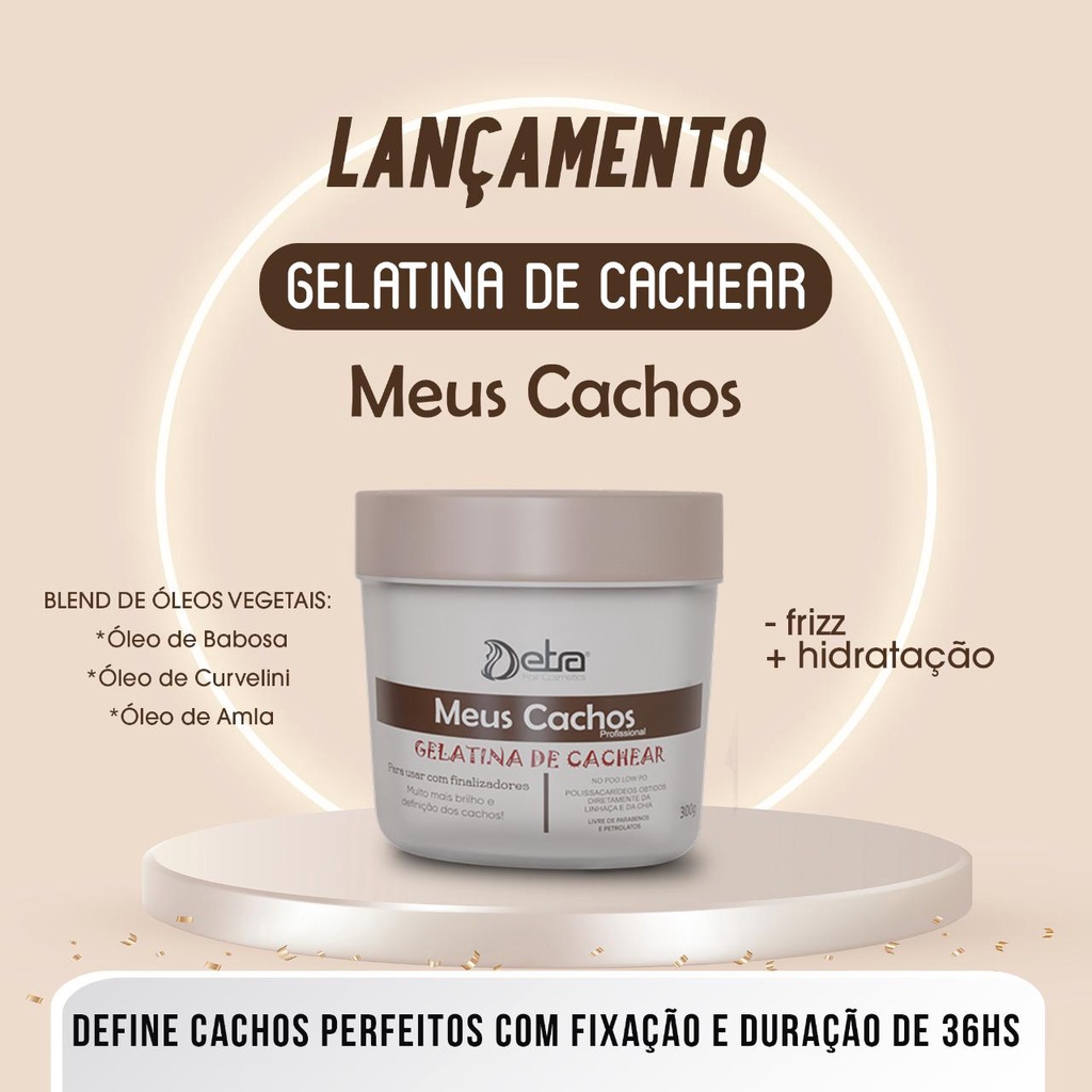 Gelatina para Cachear Meus Cachos Finalizadora 300g Detra Hair Definição de Cachos sem Frizz