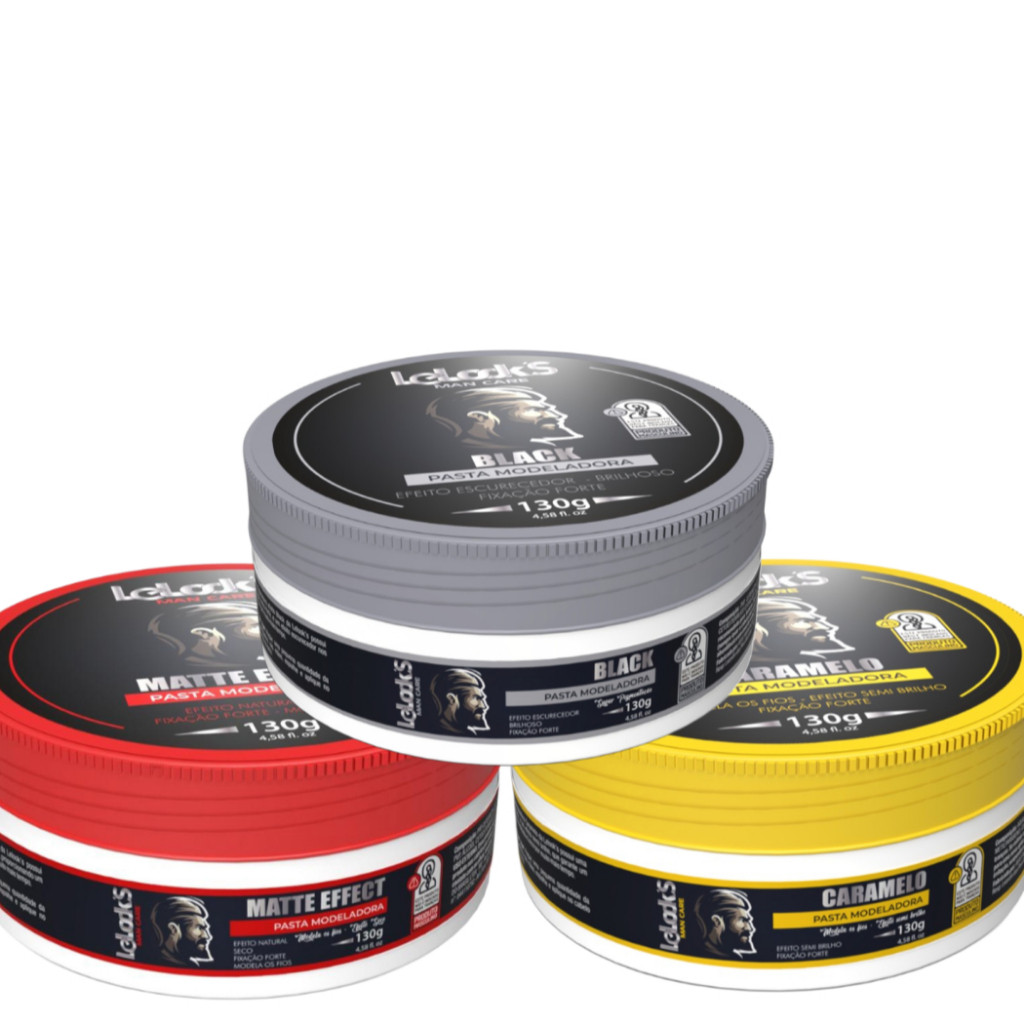 KIT PASTAS FIXADORAS 1 CARAMELO, 1 MATTE, 1 BLACK 130G