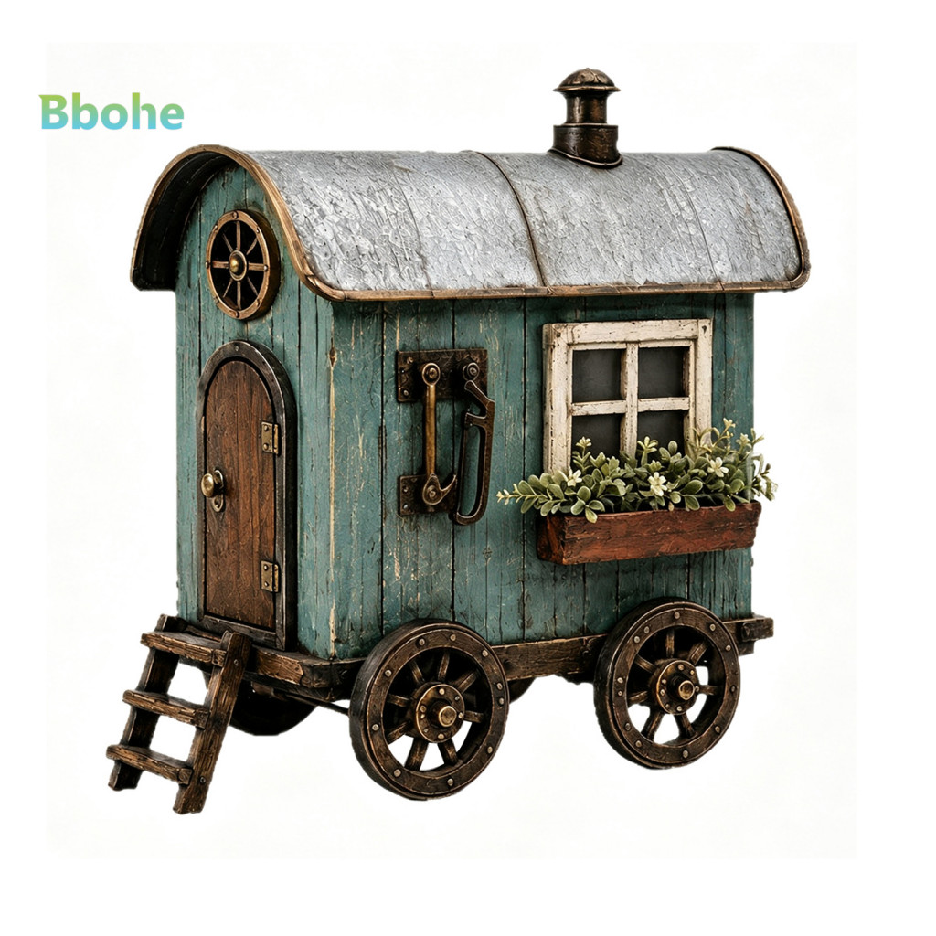 Nostalgic Pastoral Style Decor Retro Mini Rv Ornaments Vintage Resin Campervan Figurine Farmhouse Ornament for Indoor Ta