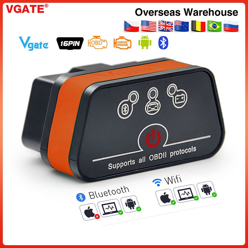 (Spot goods) ICar2 ELM327 OBD2 Scanner Vgate Elm 327 V2.1  Leitor De Código De Diagnóstico Android/PC/IOS obd