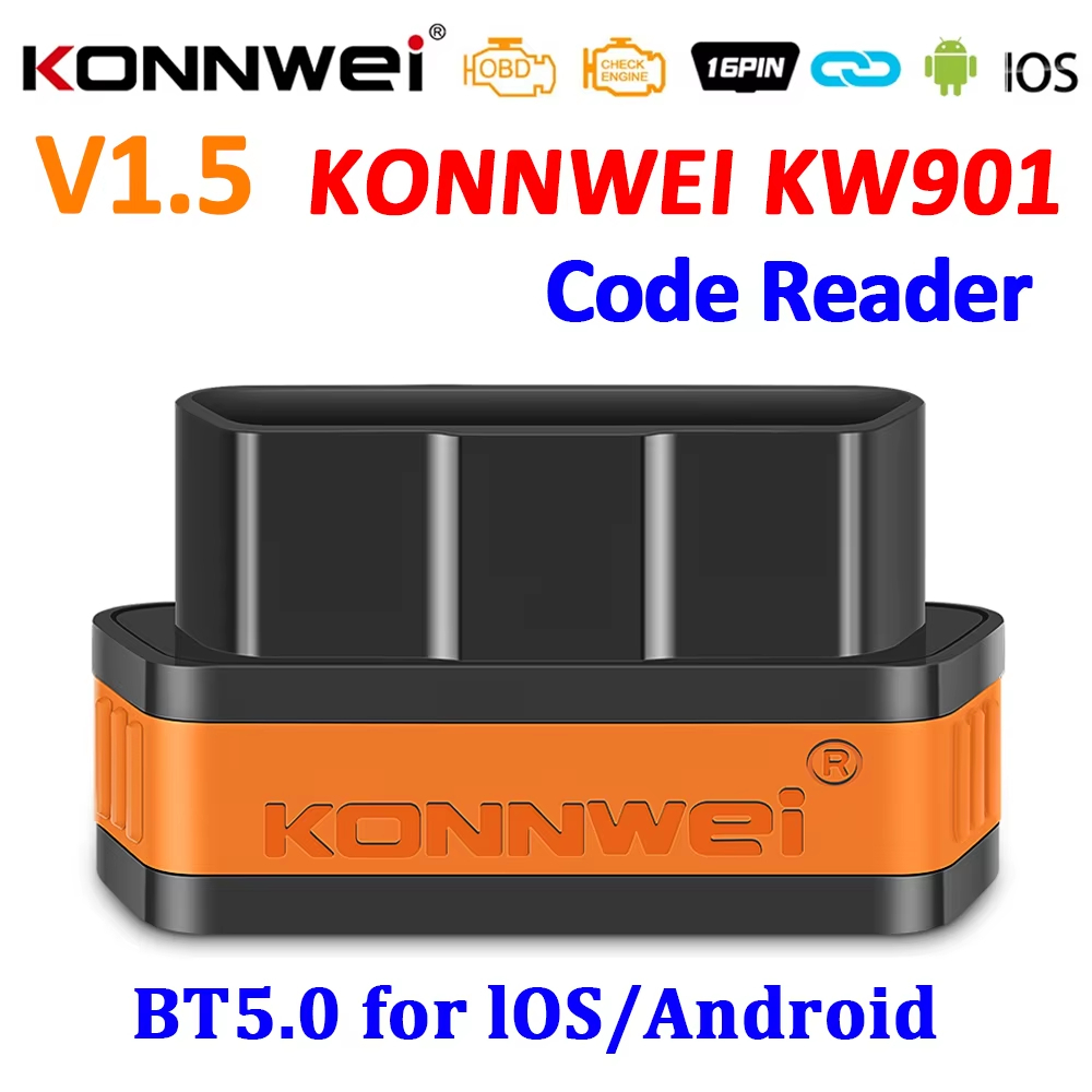 KONNWEI KW901 ELM327 V1.5 Bluetooth 5.0 OBD2 Scanner Para Android IOS OBD 2 Ferramentas De Diagnóstico Do Carro Leitor C