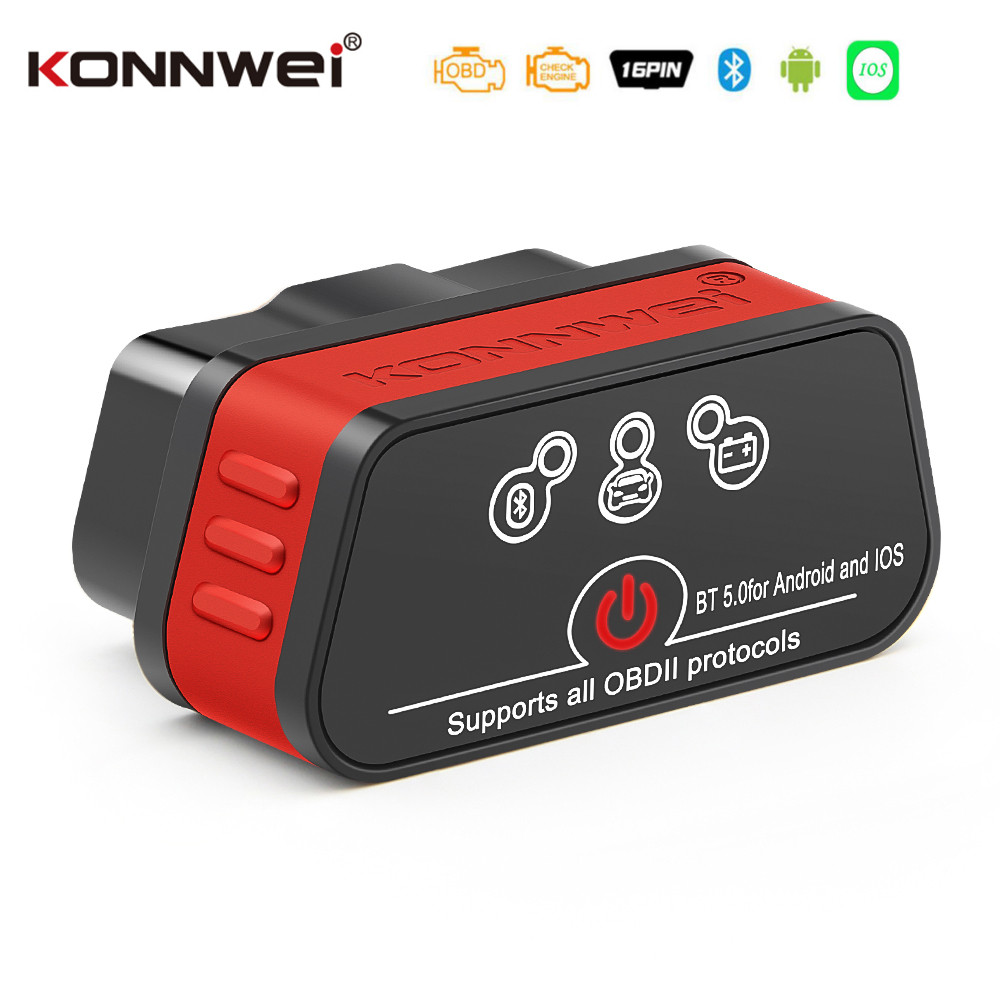 KONNWEI ELM327 V1.5 OBD2 Scanners De Diagnóstico KW901 Bluetooth 5.0 Para IOS Scanner De Carro MAXOBD OBD II Ferramenta