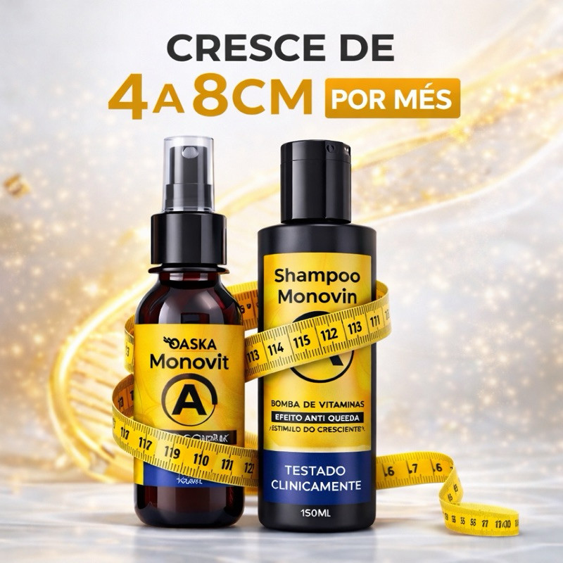Shampoo e tônico monovin bomba cresce e nutre os fios