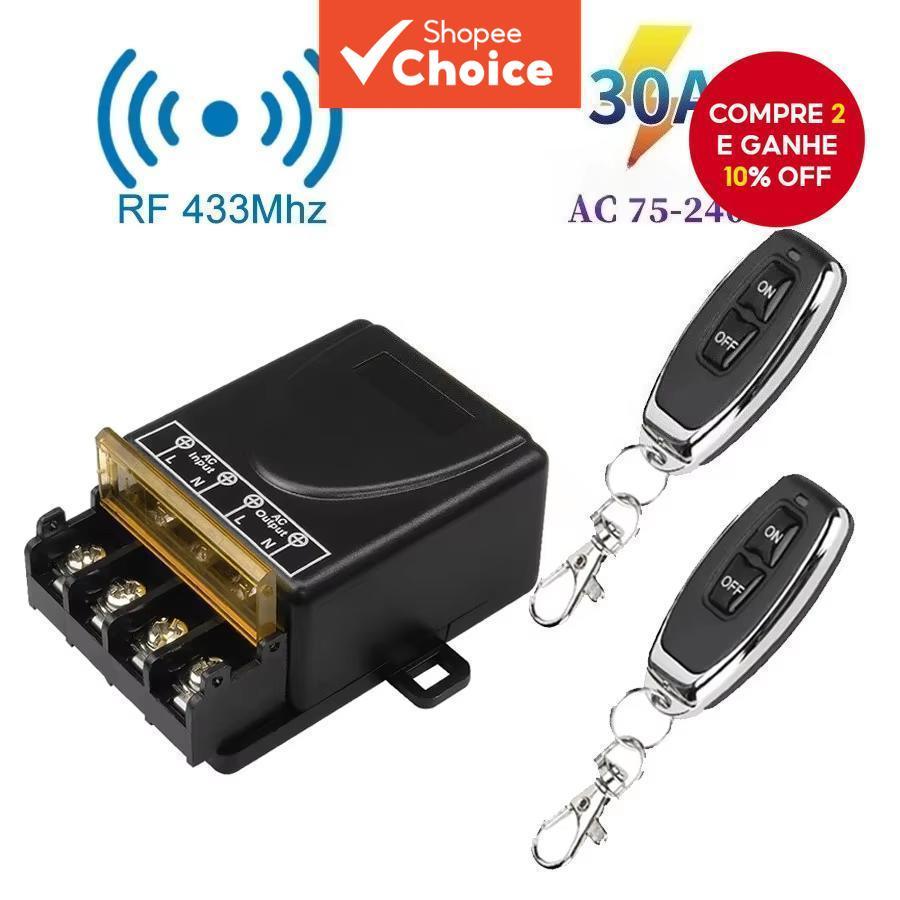 Interruptor De Controle Remoto Sem Fio 30A 110V 220V AC Relé Para Aparelho Elétrico De Motor De Bomba De Água