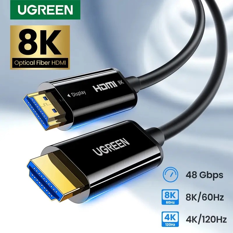 Novo cabo HDMI fibra otica Ugreen 8k 2.1 top de linha -15m-ideal para rtx 4090 5090 -pronta entrega