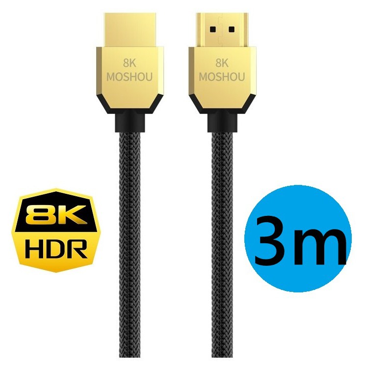 Novo cabo hdmi 2.1 8k  ideal rtx 4060 4070 4080 4090 5090 gamer slim MOSHOU-3m