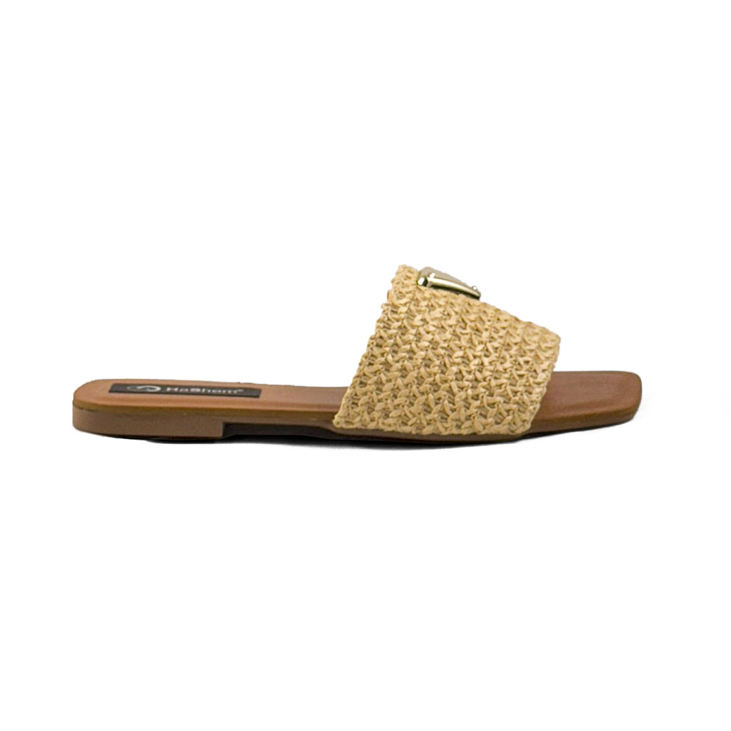 Rasteira Feminina Palha Cordas Natural Verão Praia Hashem