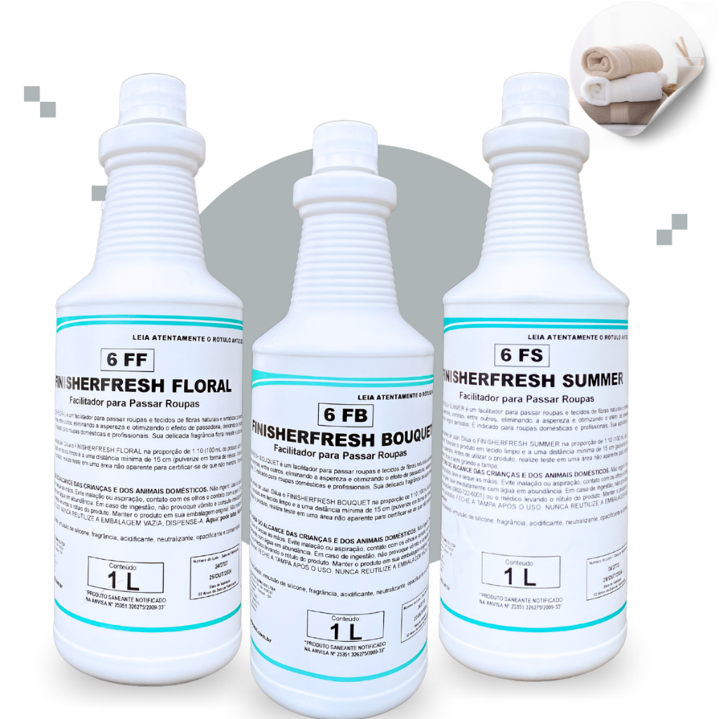 FINISHERFRESH Summer Bouquet Floral Spartan Facilitador de Passadoria Roupas e Tecidos Naturais 1l