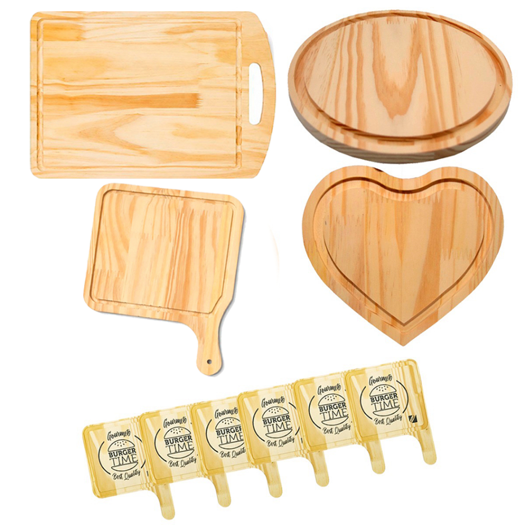 OFERTA 9.9 KIT 10 Tábuas Madeira Natural para Queijos, Frios, Vinhos, Grelhados