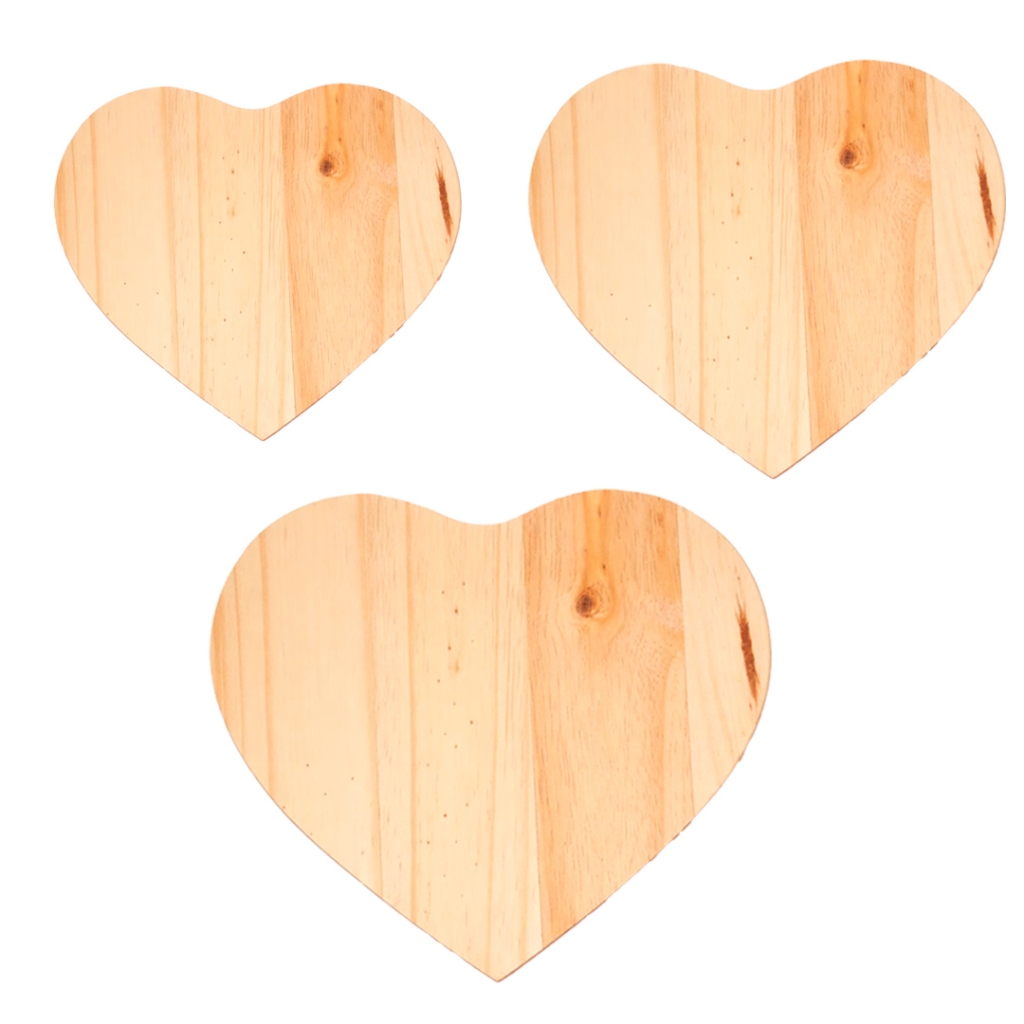 OFERTA 9.9  KIT 3 Tábuas Madeira Coração PMG Natural para Frios e Queijos GRÁTIS PILÃO