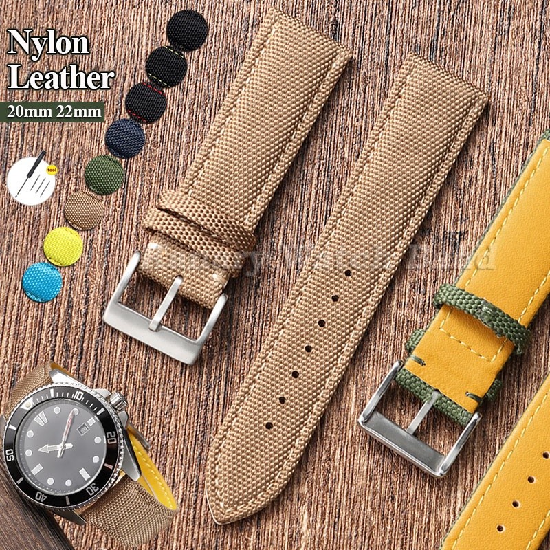 Premium Sailcloth Nylon Pulseira De Relógio De Couro 20mm 22mm Universal Canvas Sports Watch Band Homens Mulheres Pulsei