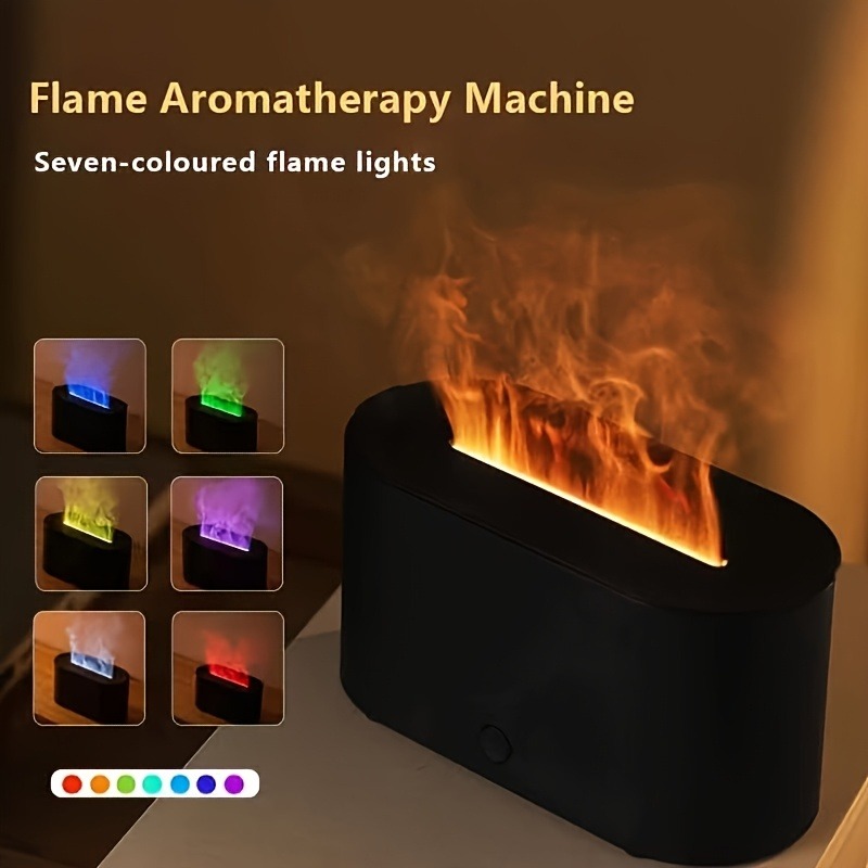 Difusor De Aroma De Luz Noturna De 7 Cores De Chama Compacta , Alimentado Por USB Com Desligamento Automático Para Casa