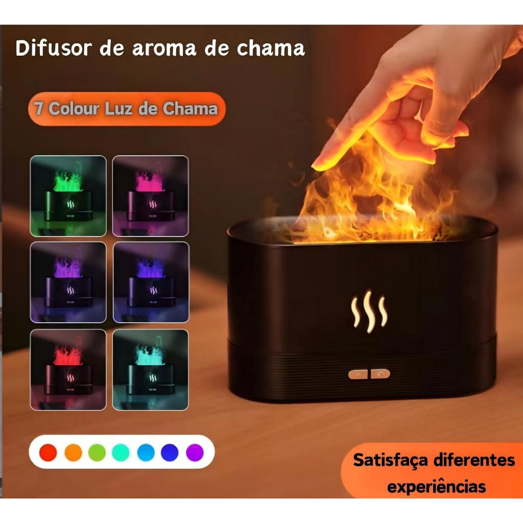 Iluminação LED Umidificador de ar ultrassônico Chama colorida Lâmpada de óleo essencial de aromaterapia Simulador de fra
