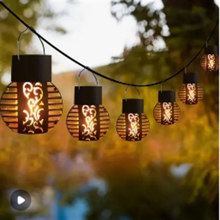 Lustre Solar ao ar livre chama luz pendurado lustre ramo jardim pendurado luz atmosfera decorativa paisagem luz à prova