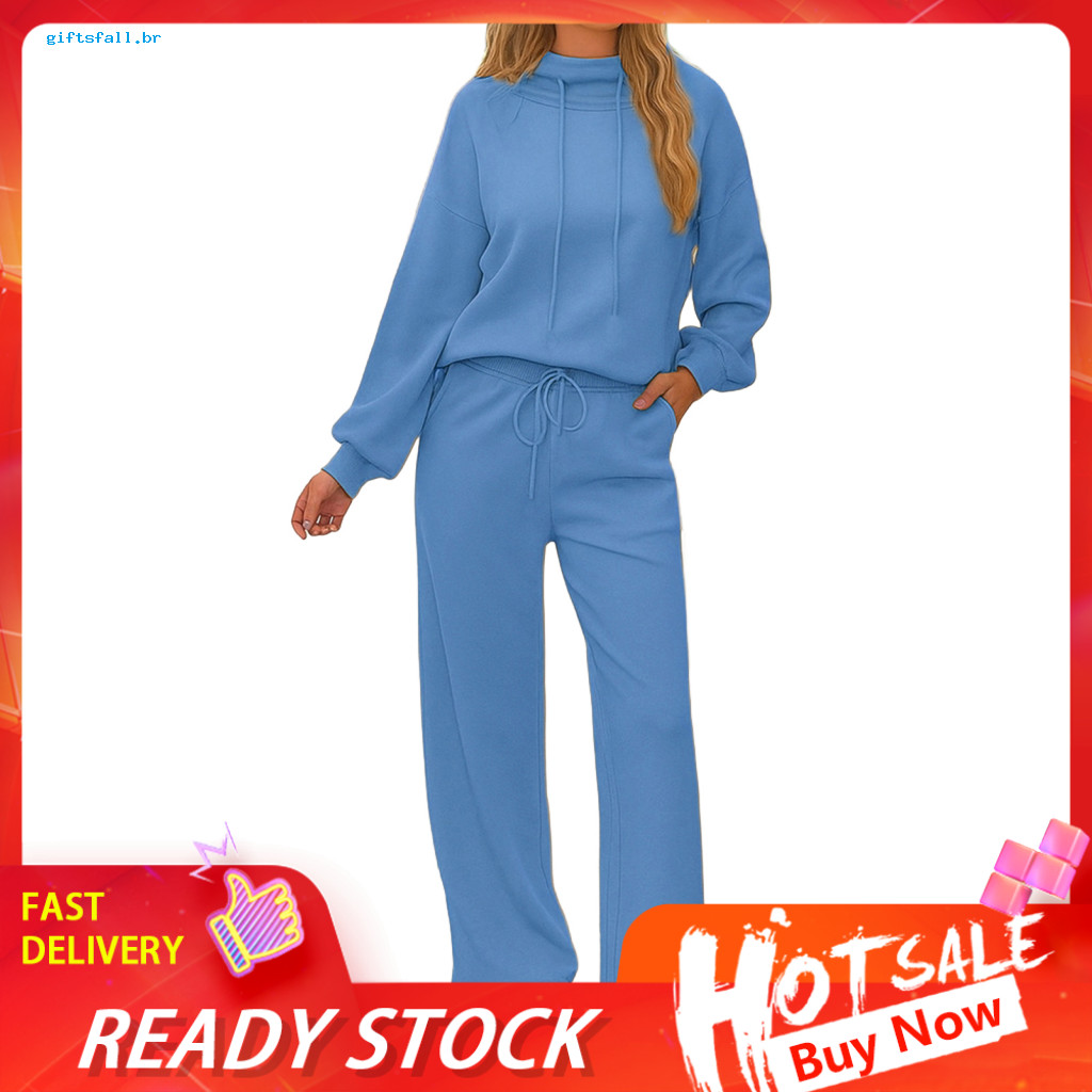 Two-piece Suit Women Tracksuit Women’s Set – Long Sleeve Pullover Hoodie Wide Leg Pants Fall Lounge Sweatsuit Comfor