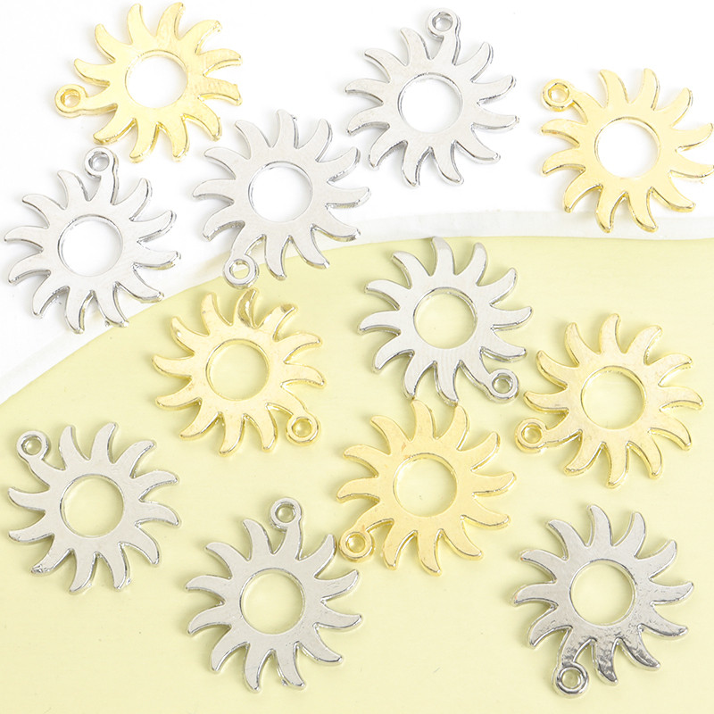 10 Peças De Amuletos De Sol Ocos De Estilo Simples – Pingentes De Liga De Zinco Para DIY , Elegantes E Versáteis , Colar
