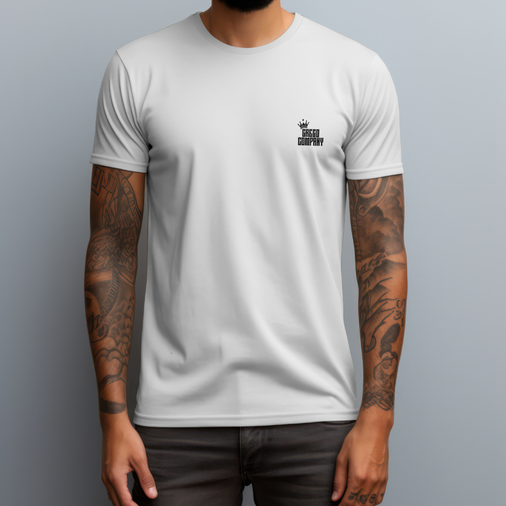 Camiseta Logo Simples Básica 100% Algodão Malha Resistente Confortável Moda Masculina Estampada