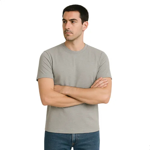 Camiseta Masculina Cinza Básica 100% Algodão Dia a dia  Leve Lisa Simples Macia Fashion Modinha