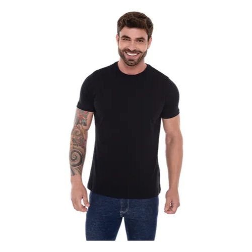 Camiseta Masculina Preta Básica 100% Algodão Dia a dia  Leve Lisa Simples Macia Fashion Modinha