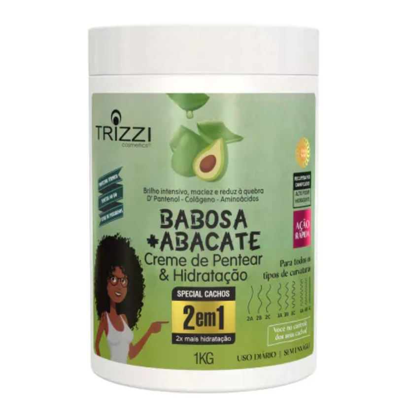 Creme de Pentear e Hidratação 2 em1 Babosa+ Abacate 1Kg Trizzi