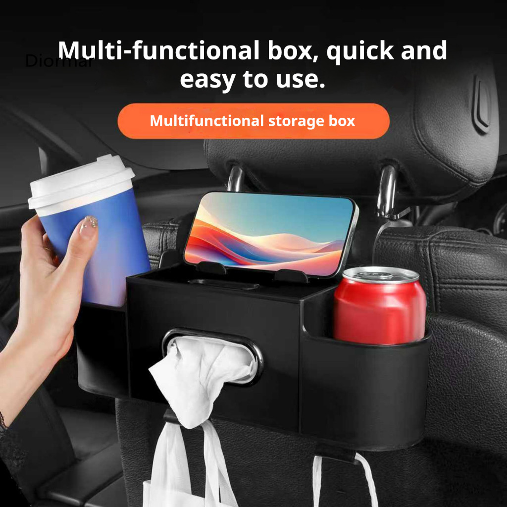 Car Back Seat Organizer Storage Backseat with Cup Holder Tissue Box Multifunctional Hanging Bag for Headrest – for Tra