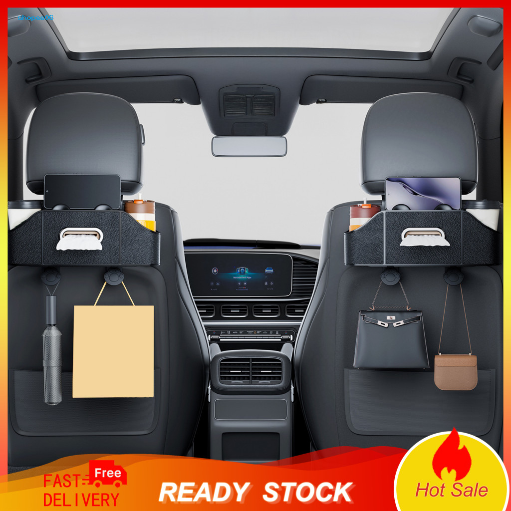 Back Seat Organizer with Cup Holders Automotive Tissue Holder Car Backseat Box Multifunctional Hanging Storage for Headr