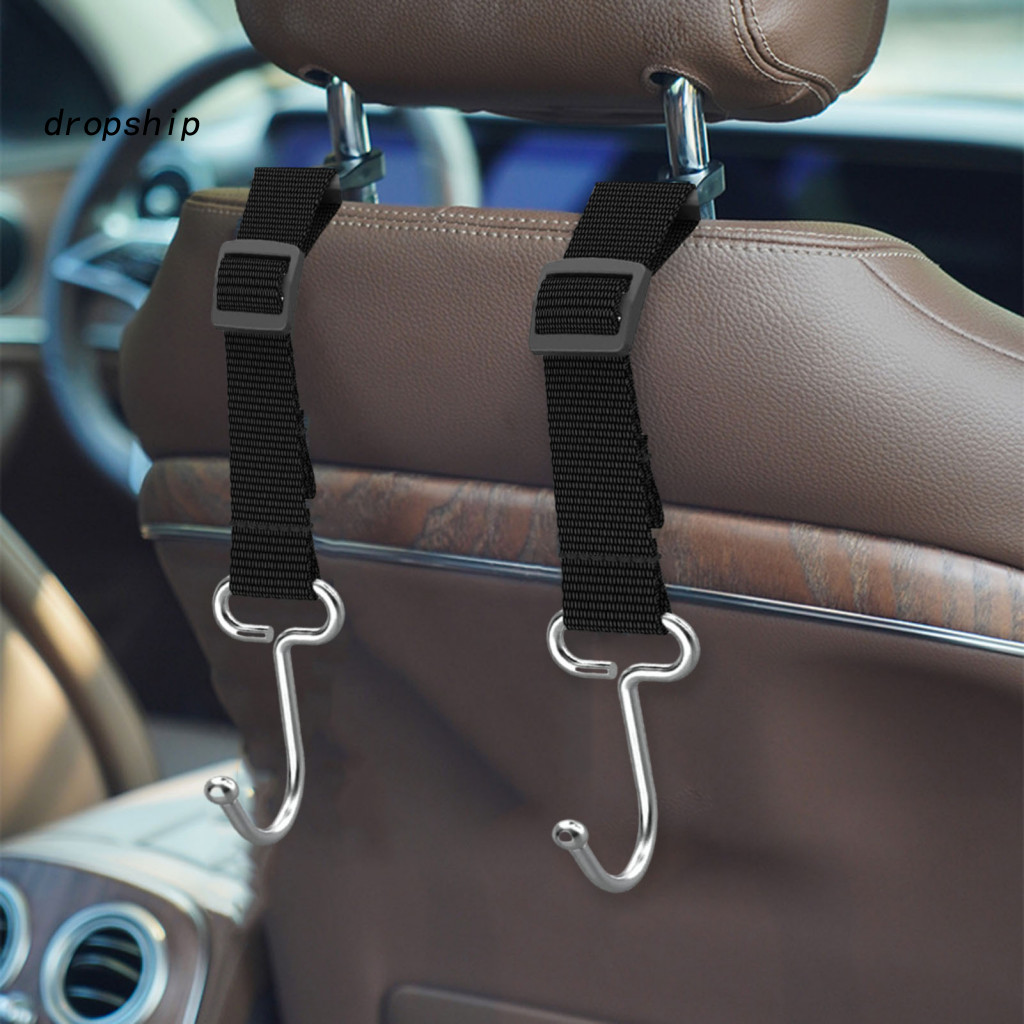 Heavy Duty Multifunctional Organizers Easy Installation Car Hooks 1 Pair Adjustable Braided Headrest Back Seat Hanger fo
