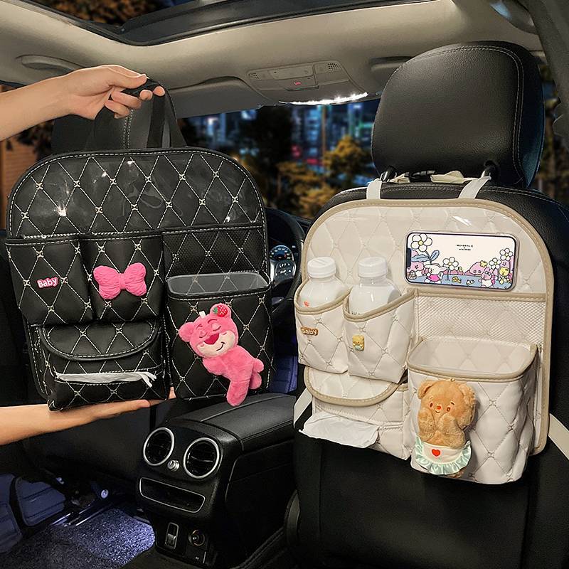 Car Chair Back Storage Rack Creative High Sense Car Tissue Box Trash Can Multifunctional Car Storage Hanging Bag BDqI