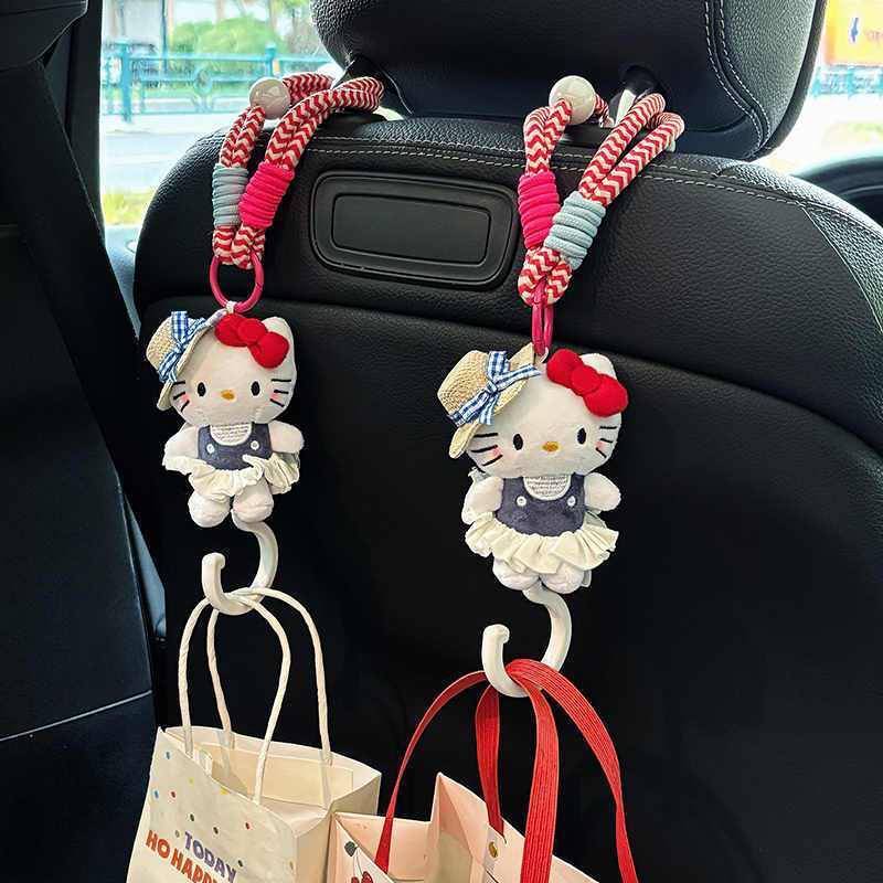 Summer Straw Hat Kitty Car Hook Car Seat Back Multifunctional Storage Hook Creative Doll BYEj