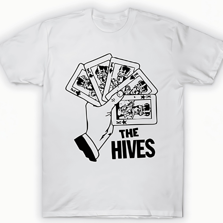 Camiseta Camisa Banda The Hives Baralho Blusa 100% Algodão Unissex Adulto/Infantil