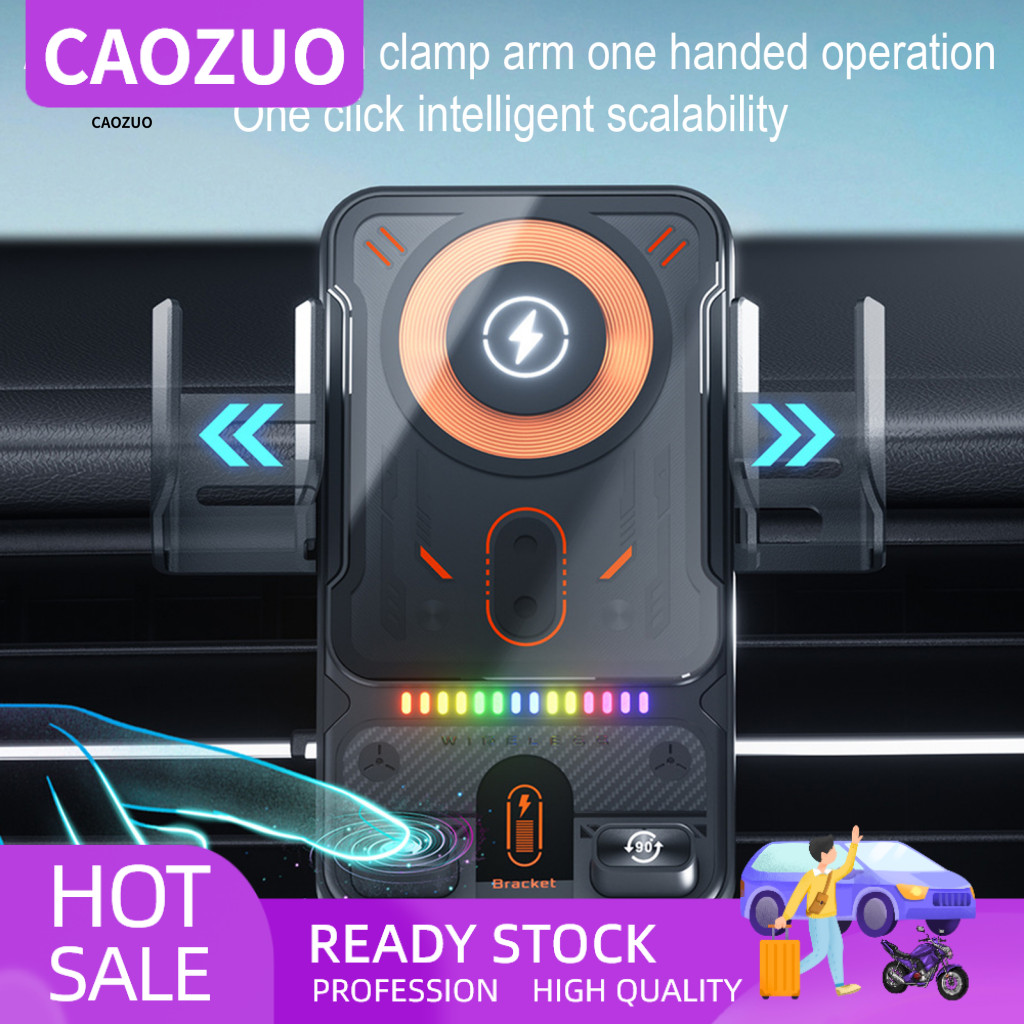 Motorized Rotating Car Phone Mount Holder with 90 Degree Rotation 15w Wireless Charger Hands-free Air Vent Fast Charging