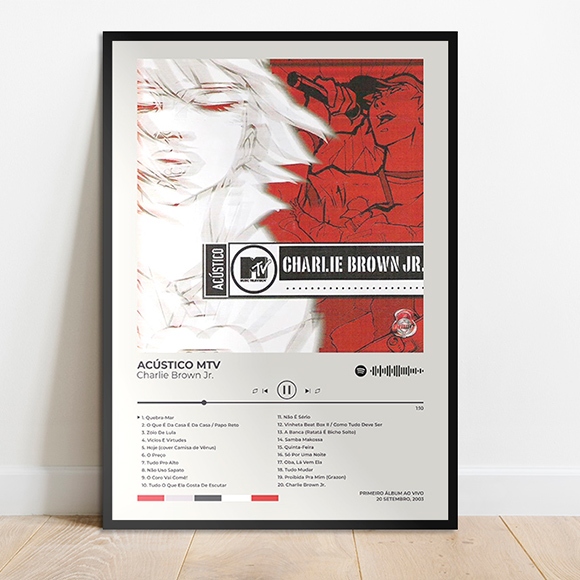 Quadro Placa MDF Spotify Charlie Brown Jr Acústico MTV Imunidade Musical Bocas Ordinárias Abalando a Sua Fábrica