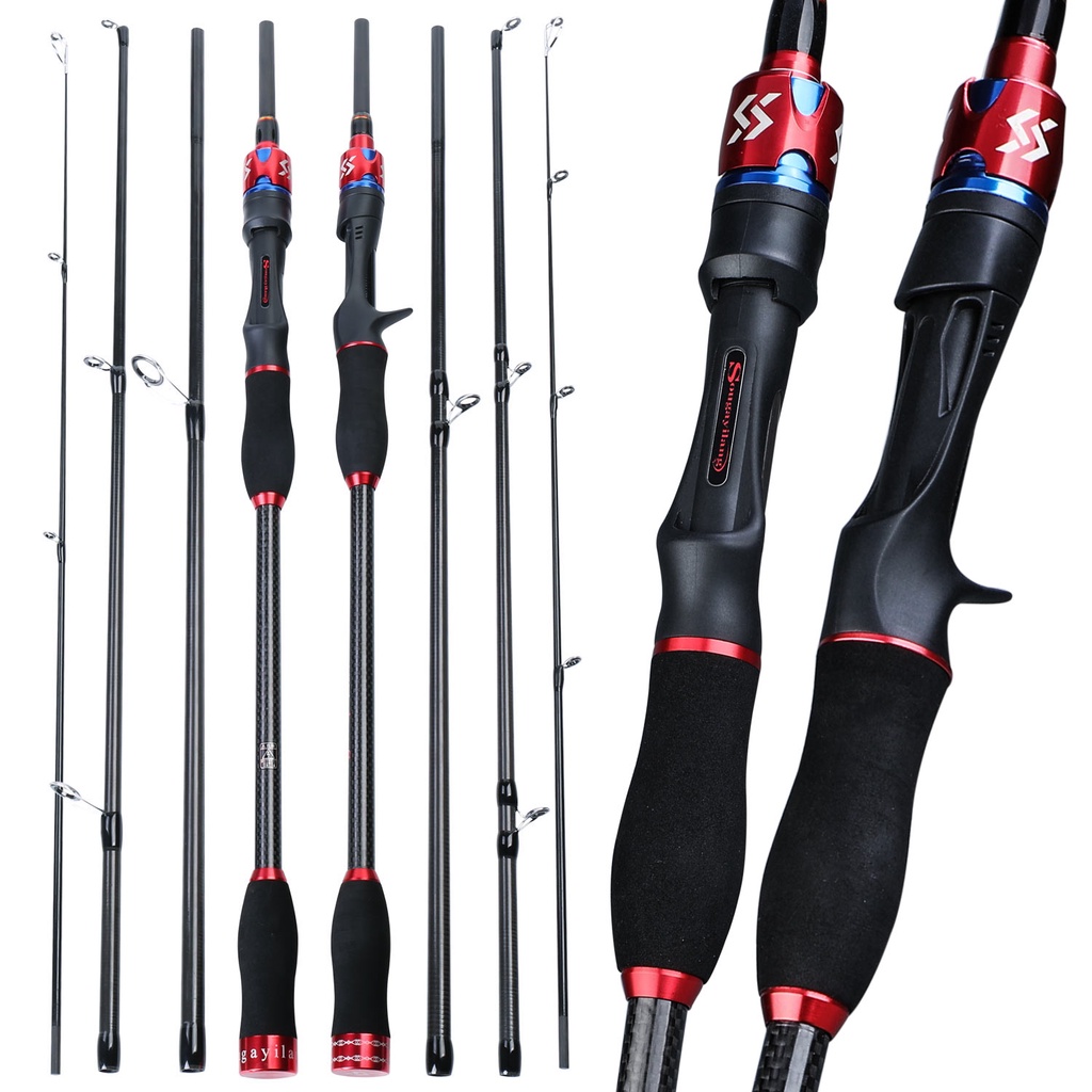 Sougayilang Novo 1.8 M / 2.1 M Vara De Pesca Portátil 4 Seção Ultralight Fibra De Carbono Spinning / Fundição Viagem Vara De Pesca