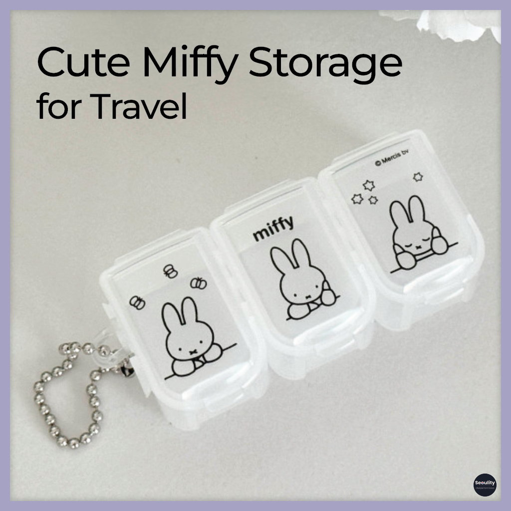 🇰🇷 Miffy Organizador De Viagem De 3 Seções , Caixa De Armazenamento Fofa Para Comprimidos , Joias E Muito Mais , Compacta Leve