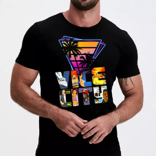 Camiseta Tradicional Estampa 6 Vice City Game 100% Algodão