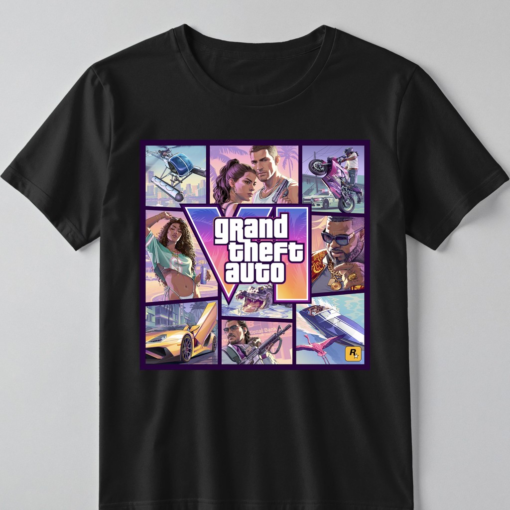 miseta GTA 6 Grand Theft Auto VI Vice City Leonida 100% Algodão Masculino Gamer Estampada