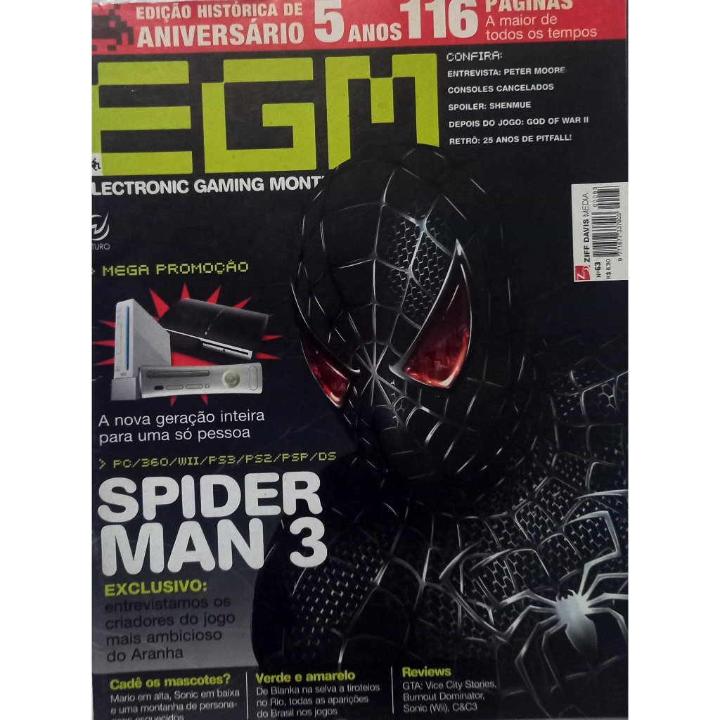 Revista de videogame EGM 63 - Spider Man 3 - GTA Vice City Stories - Sonic