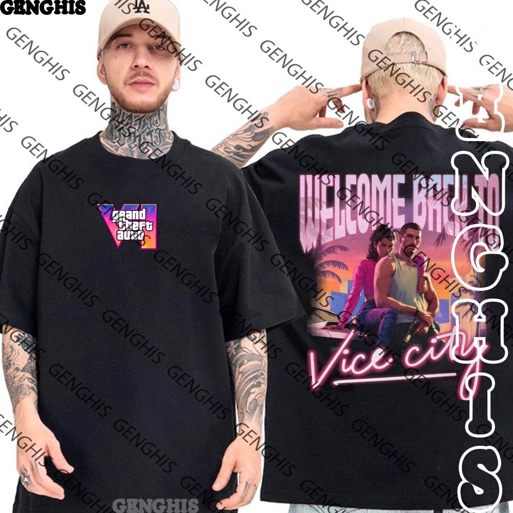 Camiseta Básica Welcome Vice City GTA 6 100% Algodão Camisa Game Lançamento Jogo VI