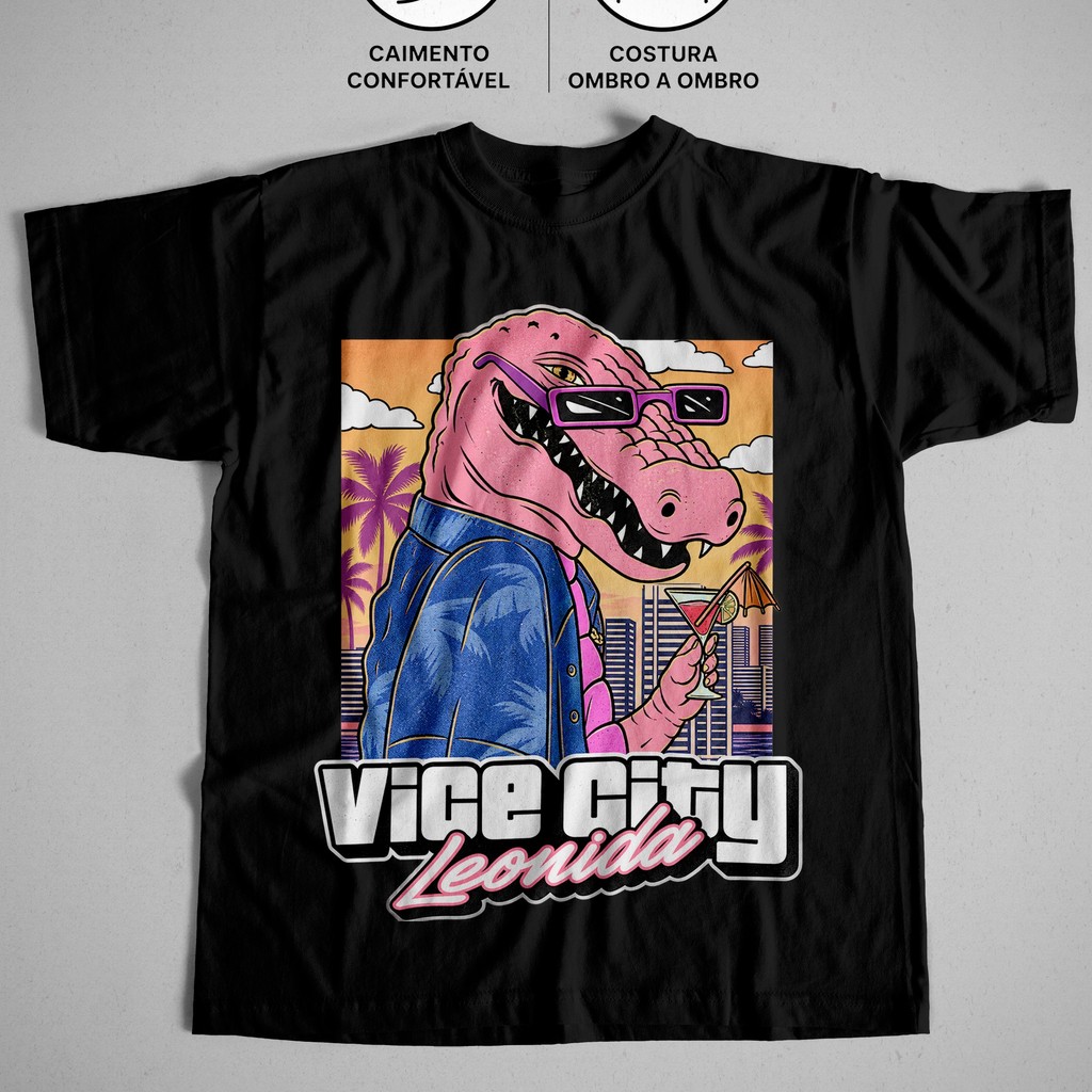 Camiseta GTA 6 Vice City Leonida Grand Theft Auto VI Jogo Unissex 100% Algodão Camisa Masculina Feminina Streetwear