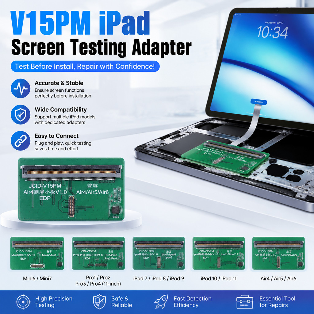 JCID V15PM ipad Series Adaptador De Reparo De Teste De Tela Resolver Problemas De Código Para Air4 mini6 Pro3 7/10 Repai