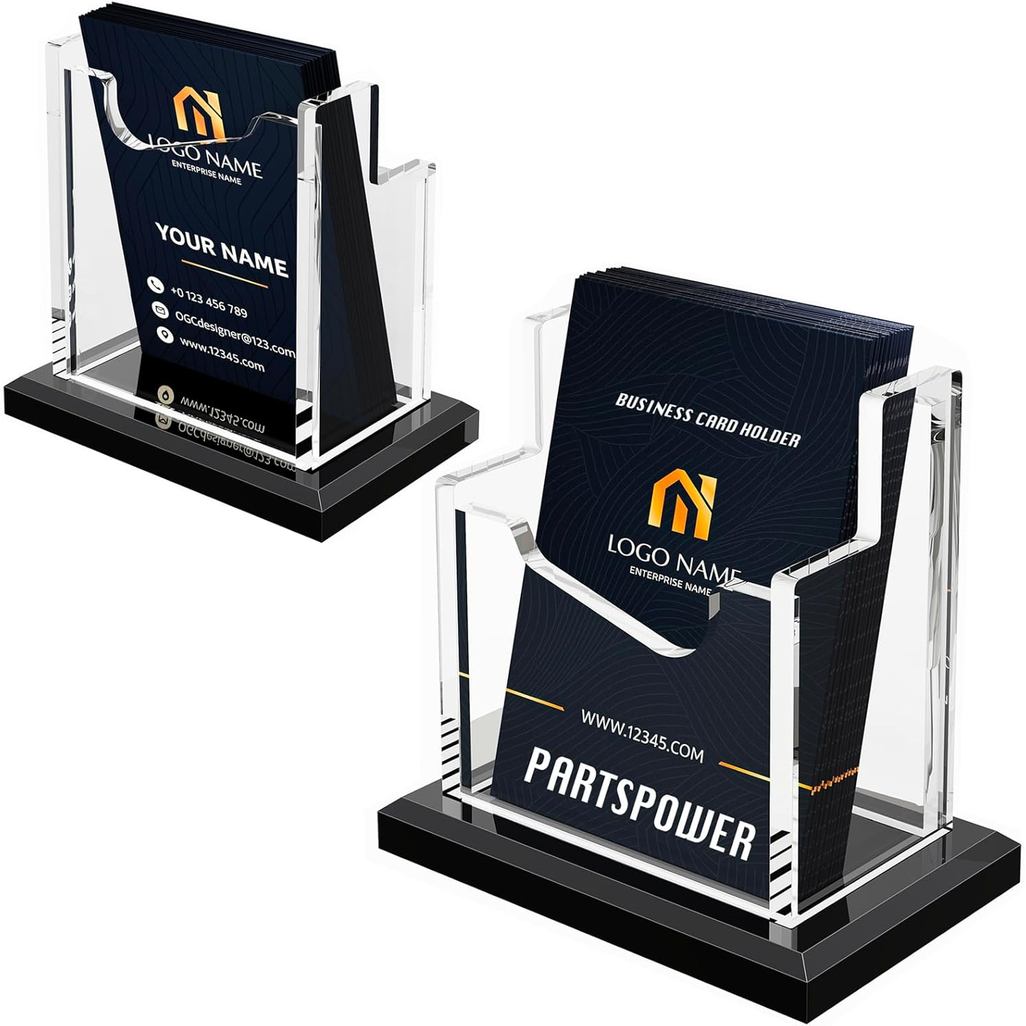 PARTSPOWER 2 Pacotes de Suporte para Cartões de Visita em Acrílico para Mesa, Expositor Vertical Transparente para Cartõ