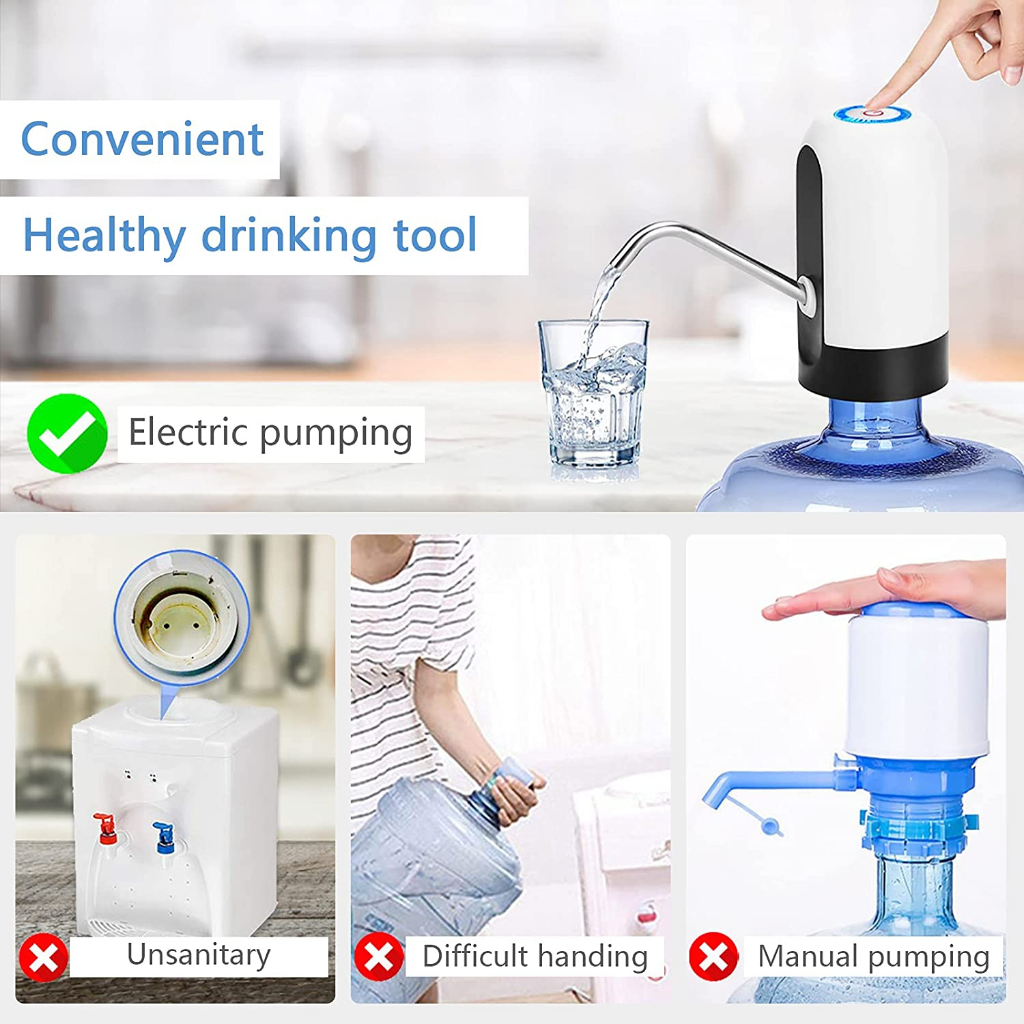 3 Unidade Bomba Elétrica De Galão Universal Com Carregamento Usb Portátil Para Galão Garrafão De Água Promoções