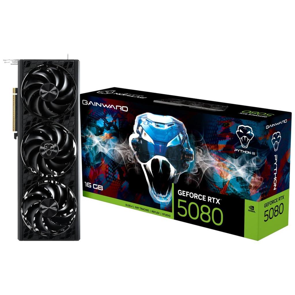 Placa de Vídeo Gainward NVIDIA GeForce RTX 5080 Python III, 16GB, GDDR7, DLSS, Ray Tracing, NE75080019T2-GB2035T