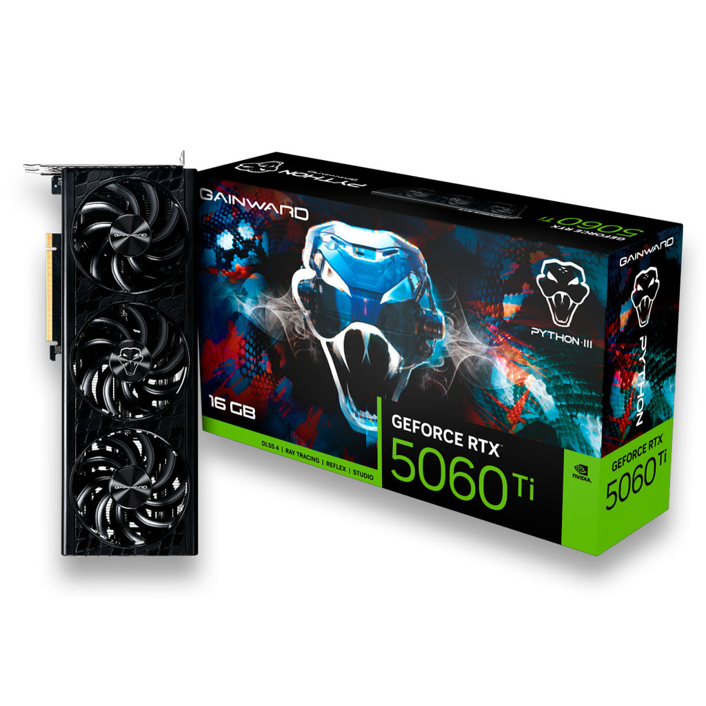 Placa de vídeo GeForce RTX 5060Ti 16GB Python III GDDR7 128BITS Gainward- NE7506T019T1-GB2061T