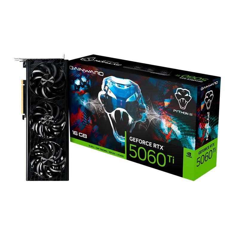 Placa de Video Gainward GeForce RTX 5060 Ti Python III , 16GB, GDDR7, 128-bit, NE7506T019T1-GB2061T-NAC